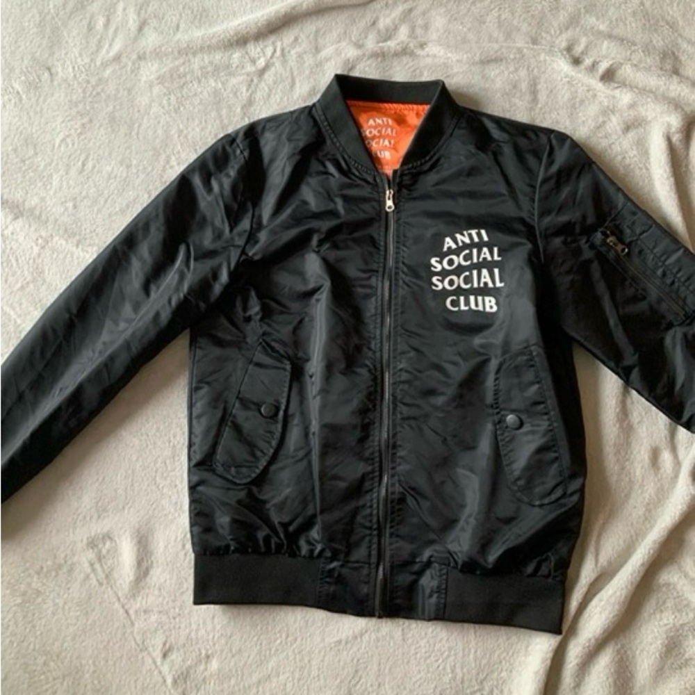 Anti Social Social Club Black and Orange Bomber Jacket